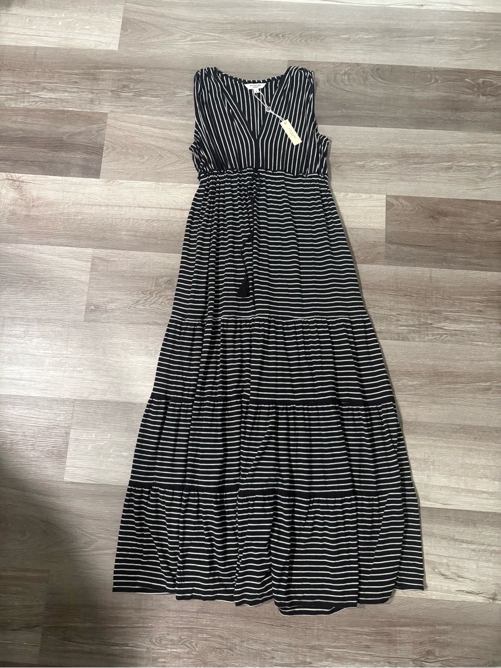 Max Studio Striped Black & White Maxi Dress – Casual Women's Summer Dress